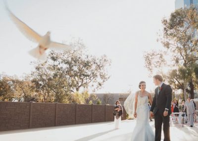outdoor wedding at pacific view tower
